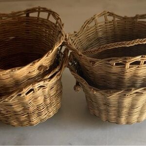Vintage Miniature Handcrafted Brown Wicker Baskets